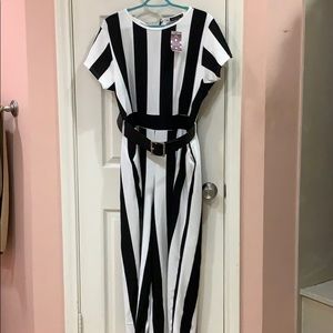 Black and white dressy jumpsuit.